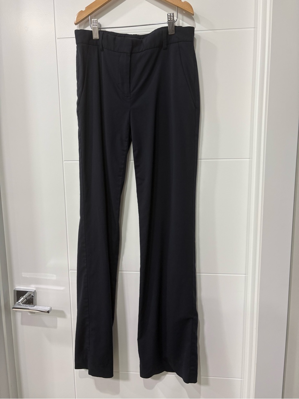 Theory Navy Black Virgin wool Boot-Cut Pants with Subtle Flare